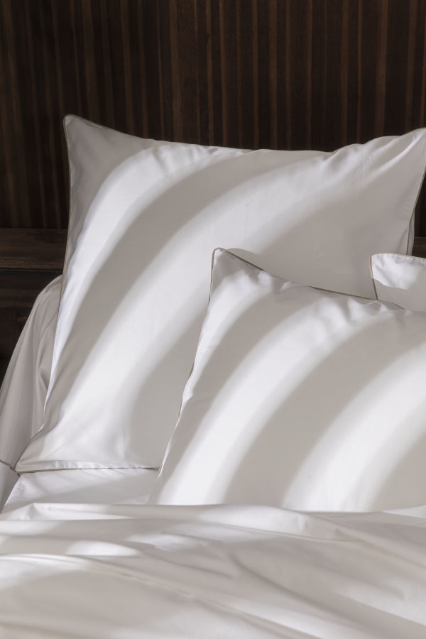 Parure de lit percale passepoil Passepoil greige
