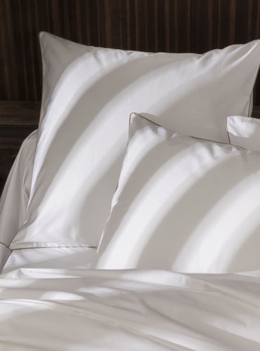 Parure de lit percale passepoil Passepoil greige