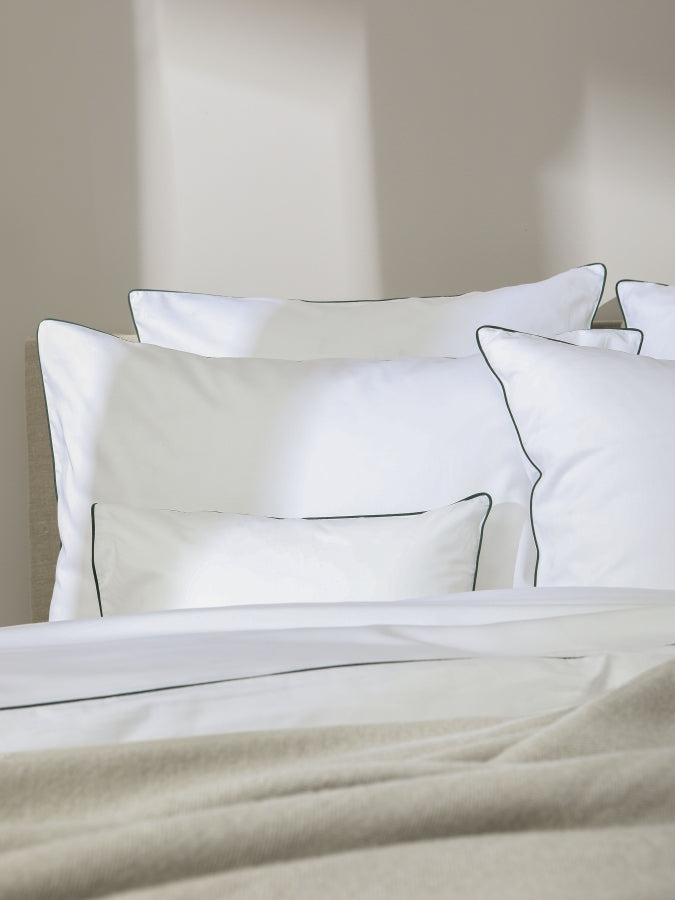 Housse de couette passepoil satin Passepoil vert forêt