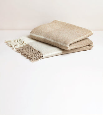 Plaid pure laine de mérinos Greige