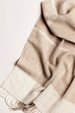 Plaid pure laine de mérinos Greige