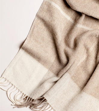 Plaid pure laine de mérinos Greige