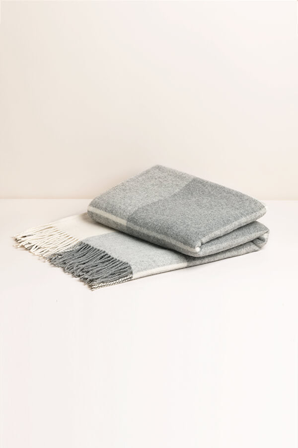 Plaid en laine de mérinos Gris