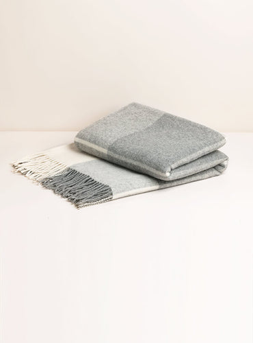 Plaid en laine de mérinos Gris