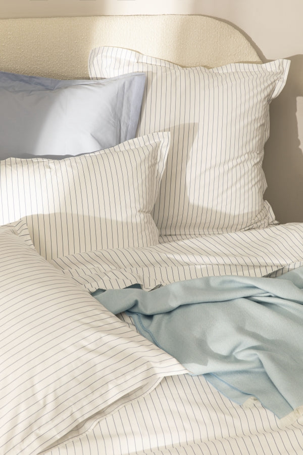 Parure de lit percale imprimée Rayé bleu