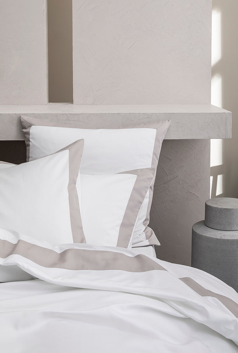 Set de 2 taies d'oreillers satin bicolore Bicolore greige