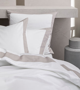 Set de 2 taies d'oreillers satin bicolore Bicolore greige