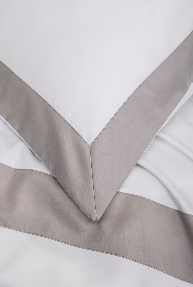 Set de 2 taies d'oreillers satin bicolore Bicolore greige