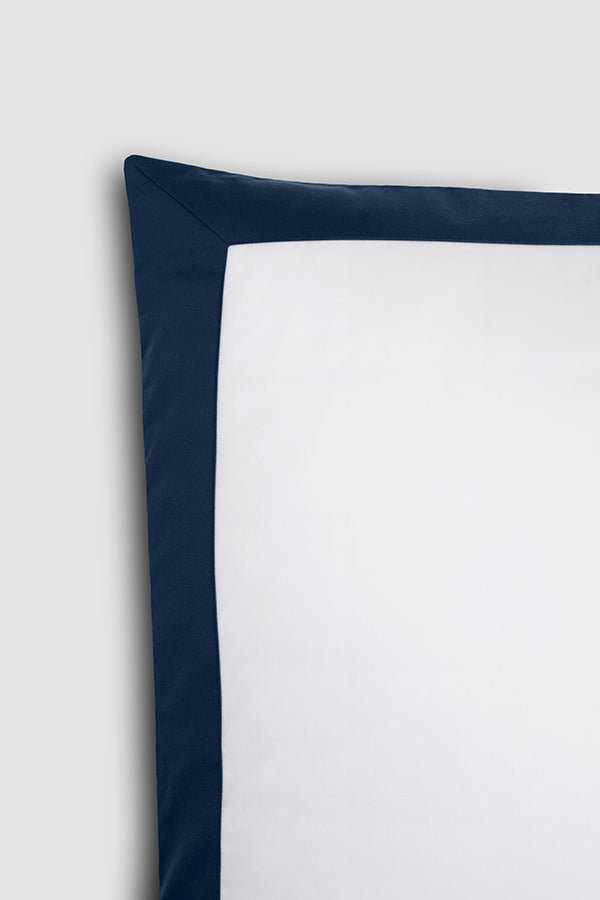 Set de 2 taies d'oreillers satin bicolore Bicolore bleu minuit