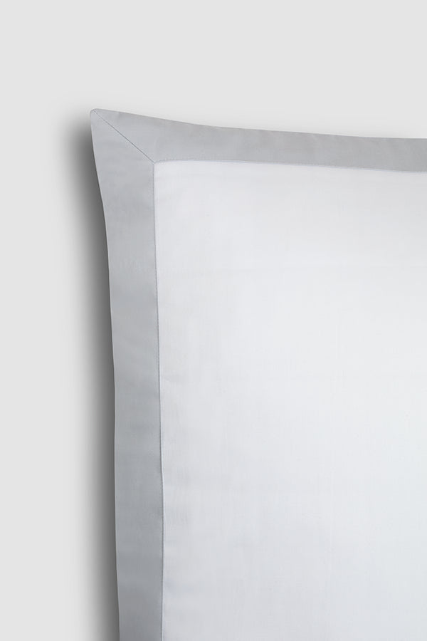 Set de 2 taies d'oreillers satin bicolore Bicolore gris acier