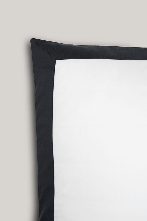 Set de 2 taies d'oreillers satin bicolore Bicolore noir