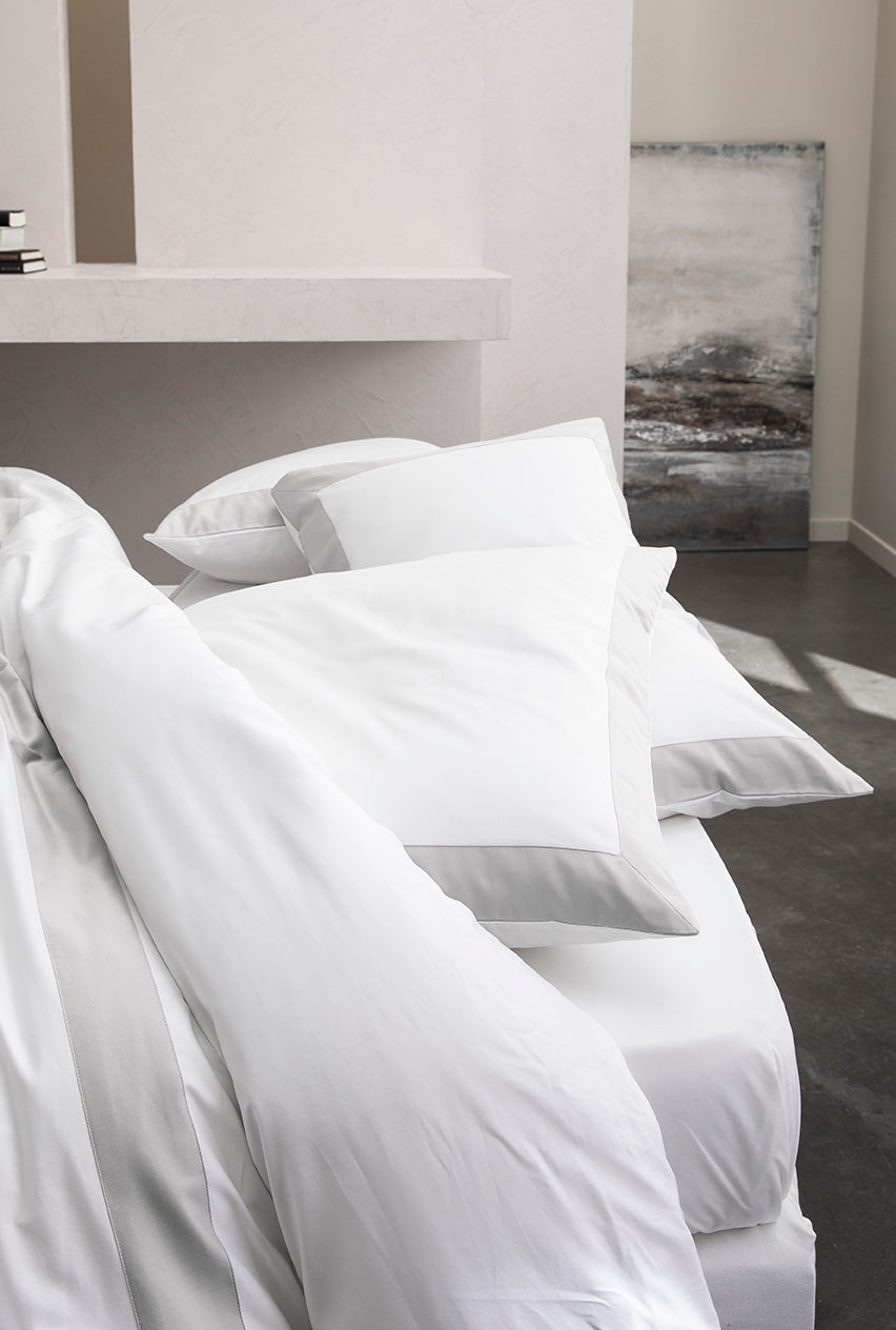 Set de 2 taies d'oreillers satin bicolore Bicolore gris acier
