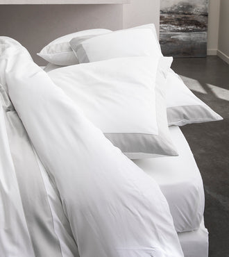 Set de 2 taies d'oreillers satin bicolore Bicolore gris acier