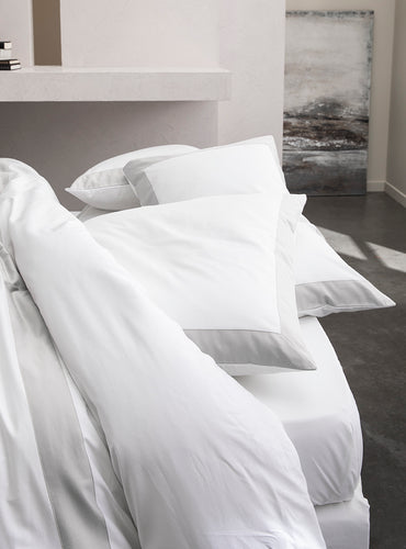 Set de 2 taies d'oreillers satin bicolore Bicolore gris acier