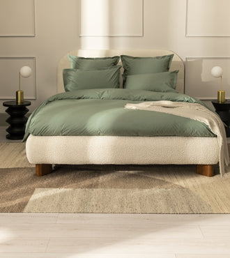 Drap plat percale uni Vert cendré